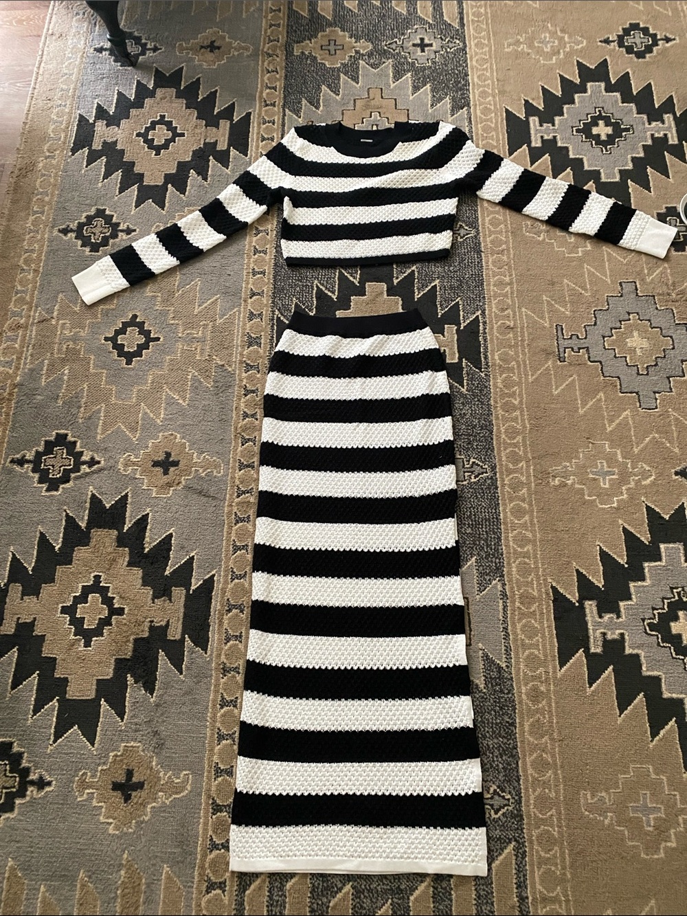 Dodo Bar Black and White Striped Maxi Skirt and Top - Women
